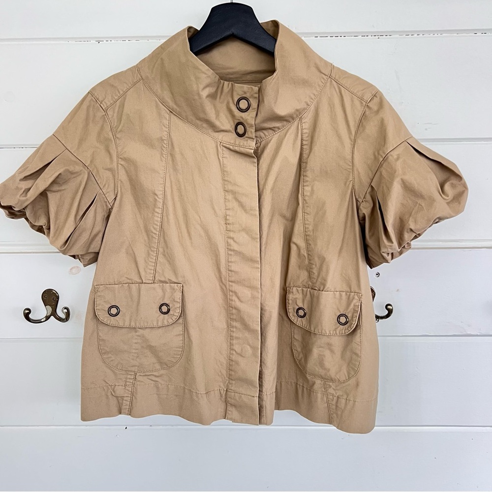 Route 66 Women's Tan Puff Sleeve Jacket Utility Style Jacket. Size L.